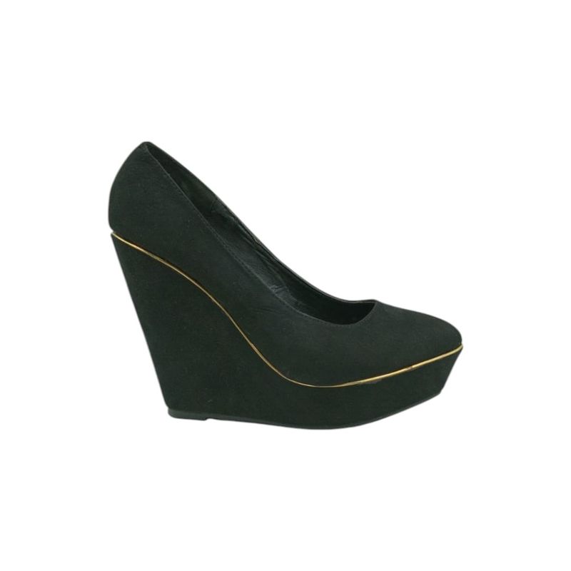 HERIEL - Zapato Negro Taco de Cuña