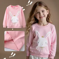 JUMP KIDS - Polerón Cuello Redondo Niña Rosado Conejito