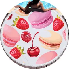 GENERICO - Toalla de playa redonda de macaron con flecos