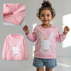 JUMP KIDS - Polerón Cuello Redondo Niña Rosado Conejito