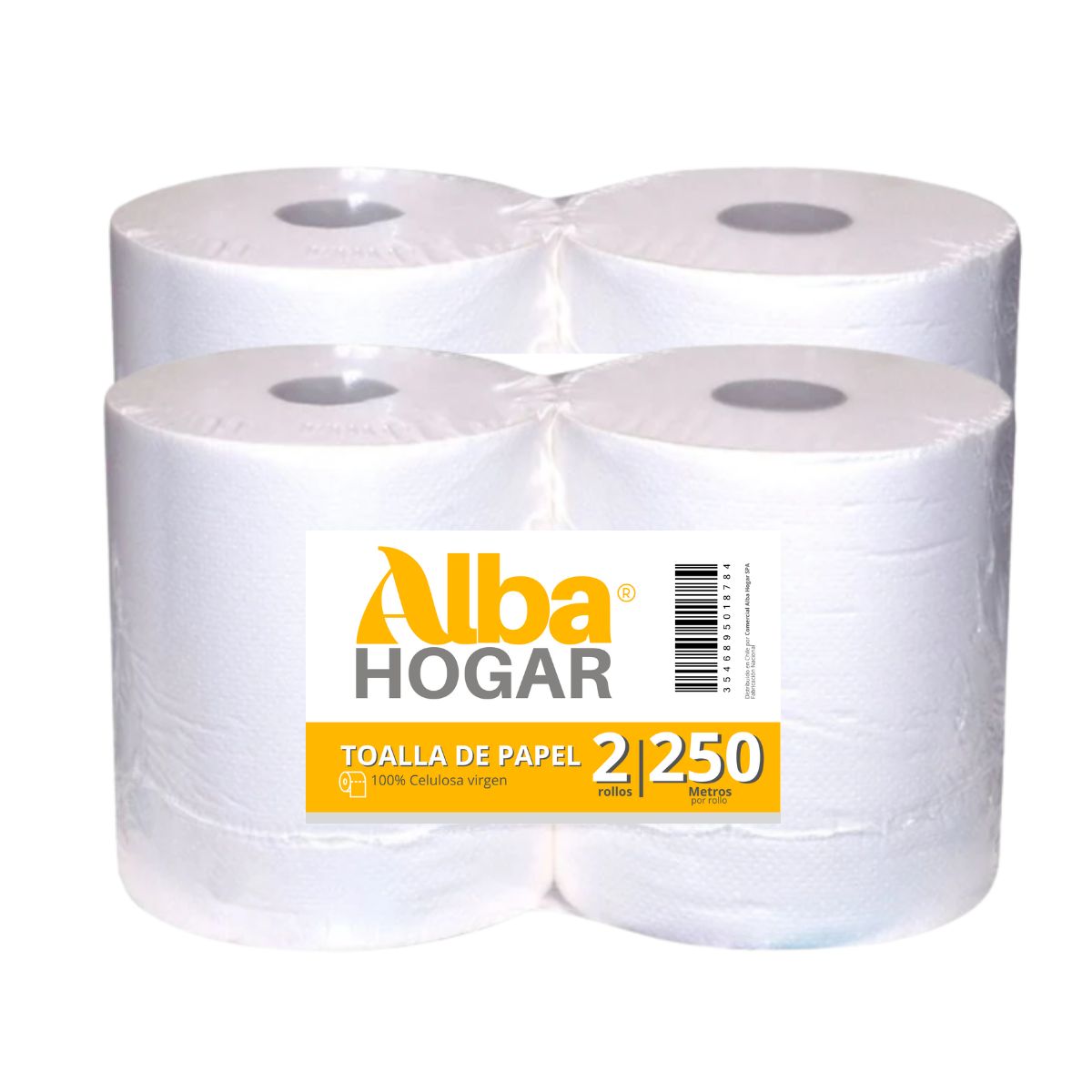 GENERICO - Toalla De Papel Industrial Jumbo Alba Hogar 250 m Pack X4