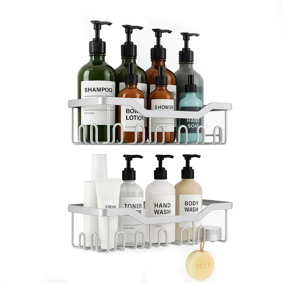 CASATUA - Organizador De Ducha Set X2 Repisa Baño Adhesivo Inoxidable - Gris