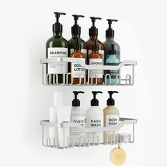 CASATUA - Organizador De Ducha Set X2 Repisa Baño Adhesivo Inoxidable - Gris