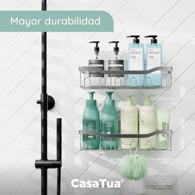 Imagen 2 del producto Organizador De Ducha Set X2 Repisa Baño Adhesivo Inoxidable - Gris