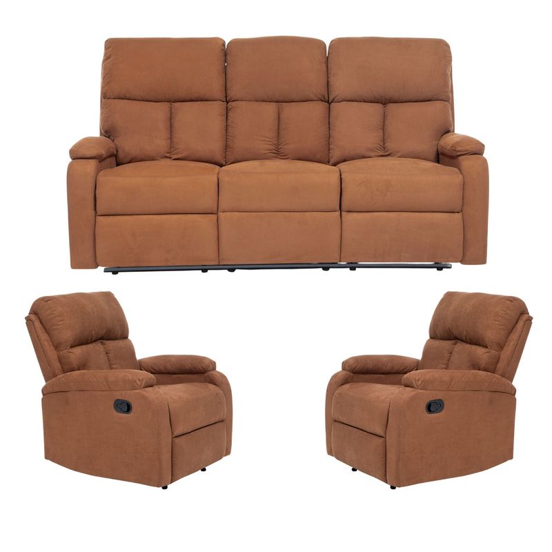 DANIELS - Living Sofá 3 Cuerpos Reclinable Matheus Café + 2 Bergers VS8070BR