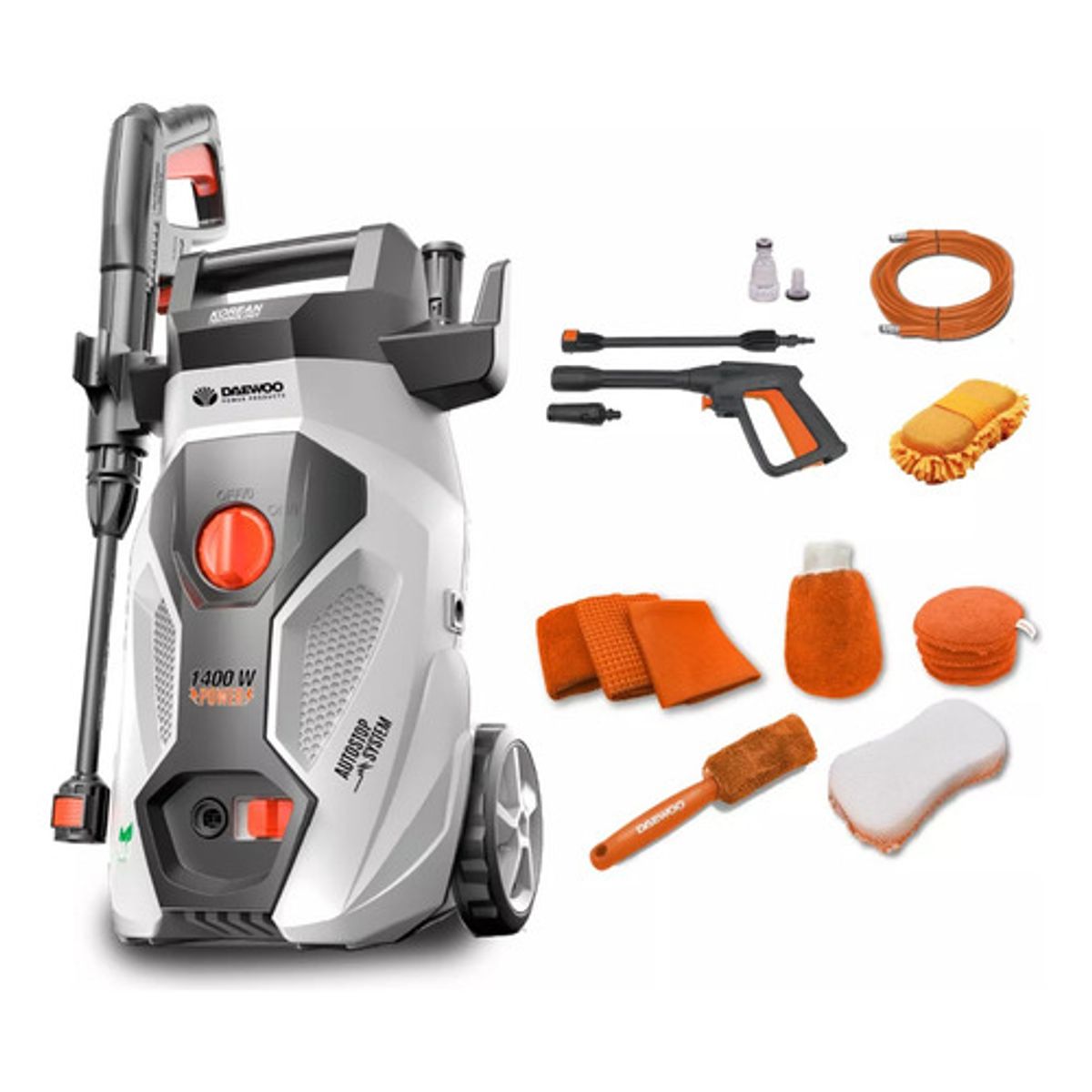 DAEWOO - Combo Daewoo Hidrolavadora 1400+ Kit De Limpieza Autohogar