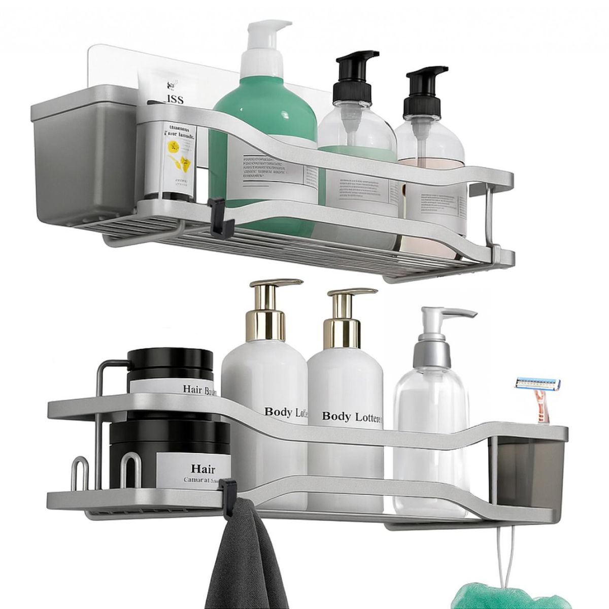 CASATUA - Organizador De Ducha Repisa Baño Adhesivo Set 2 Inoxidable - Plateado