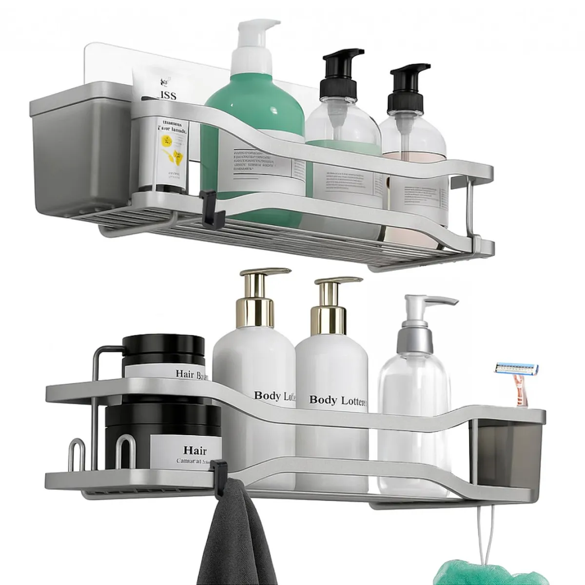 CASATUA - Organizador De Ducha Repisa Baño Adhesivo Set 2 Inoxidable - Plateado