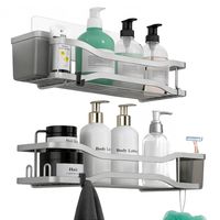 Organizador De Ducha Repisa Baño Adhesivo Set 2 Inoxidable - Plateado