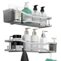 CASATUA - Organizador De Ducha Repisa Baño Adhesivo Set 2 Inoxidable - Plateado