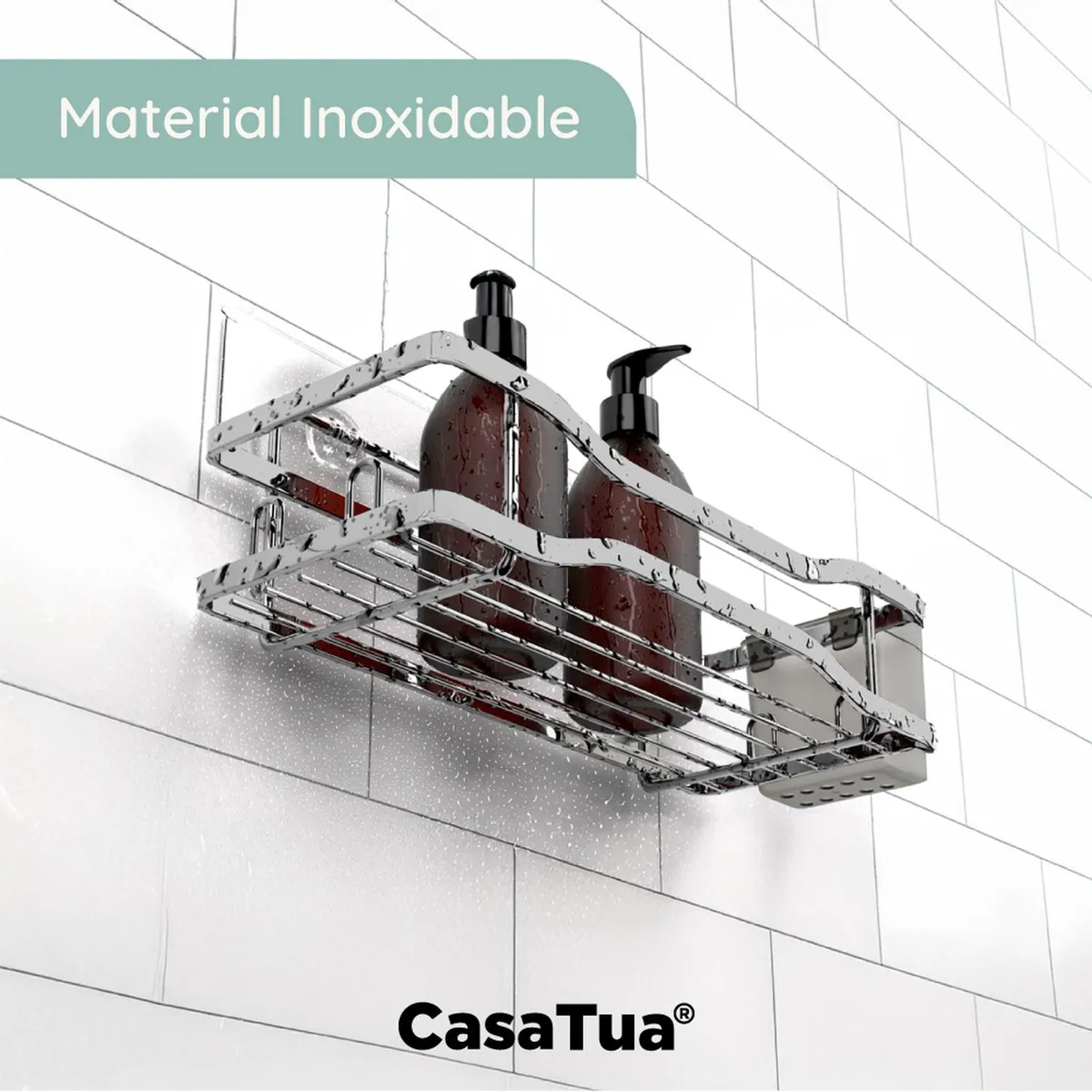 CASATUA - Organizador De Ducha Repisa Baño Adhesivo Set 2 Inoxidable - Plateado