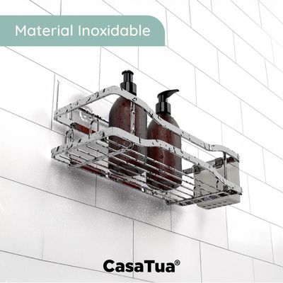 Imagen 2 del producto Organizador De Ducha Repisa Baño Adhesivo Set 2 Inoxidable - Plateado