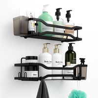 Organizador De Ducha Repisa Baño Adhesivo Set 2 Inoxidable - Negro