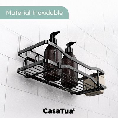 Imagen 2 del producto Organizador De Ducha Repisa Baño Adhesivo Set 2 Inoxidable - Negro