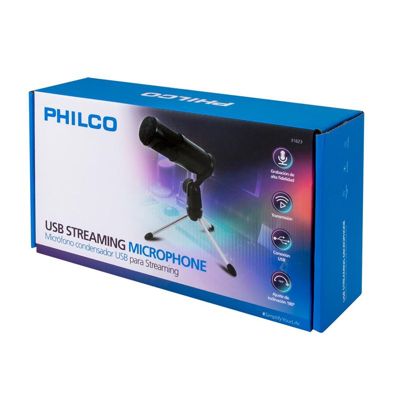 PHILCO - STUDIO MICROPHONE CON TRIPODE NEGRO