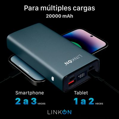 Imagen 2 del producto Bateria Externa Cargador Rapido Power Bank 20.000 Mah - Gris