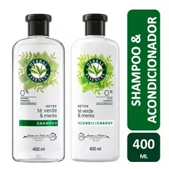 HERBAL ESSENCES - Pack X 2 Shampoo y Acondicionador Herbal Te Verde & Menta 400 ml