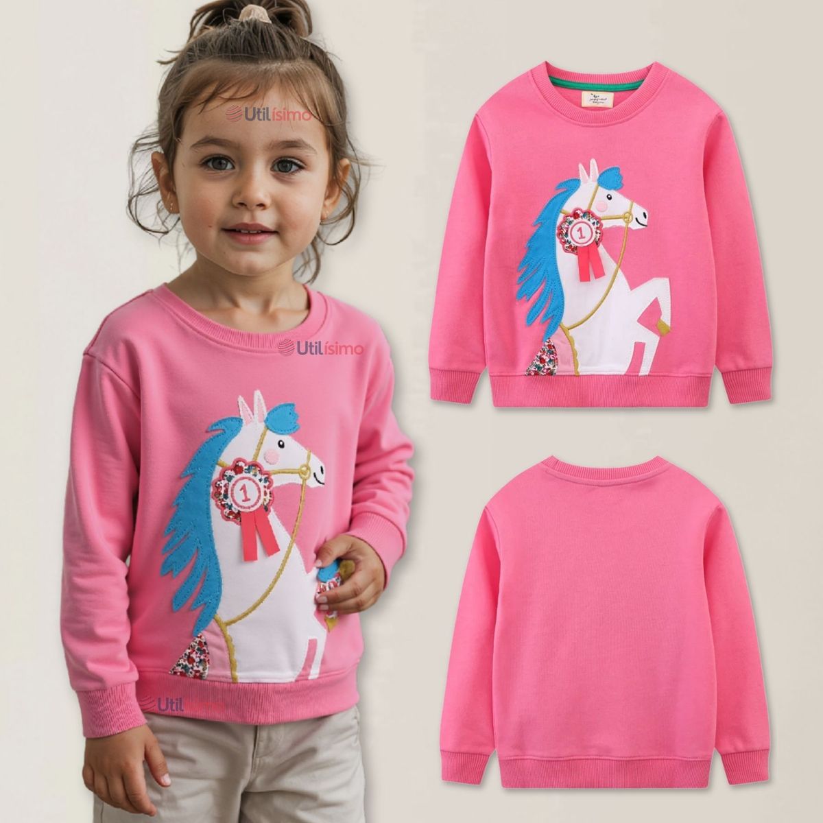 JUMP KIDS - Polerón Cuello Redondo Niña Fucsia Unicornio