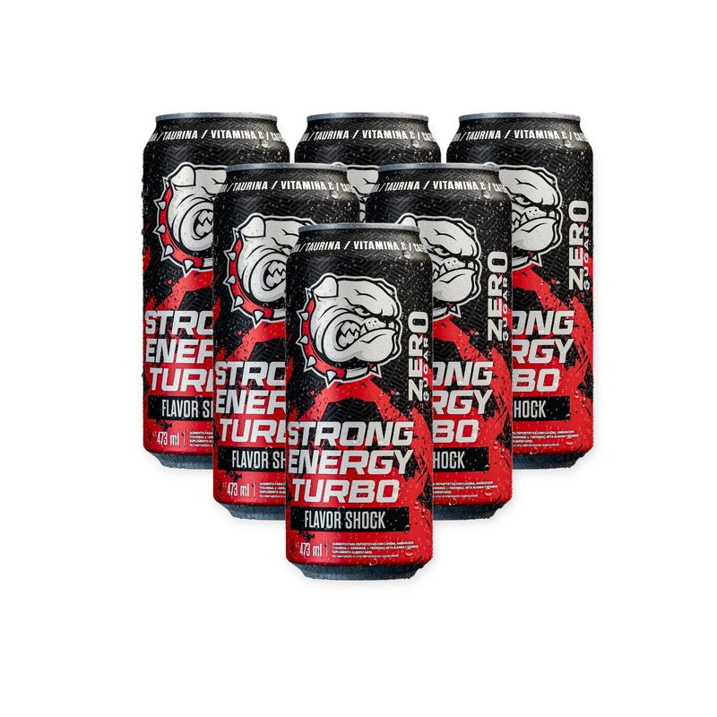 STRONG - PACK 6 ENERGETICAS ENERGY TURBO 473ML SHOCK - STRONGEST