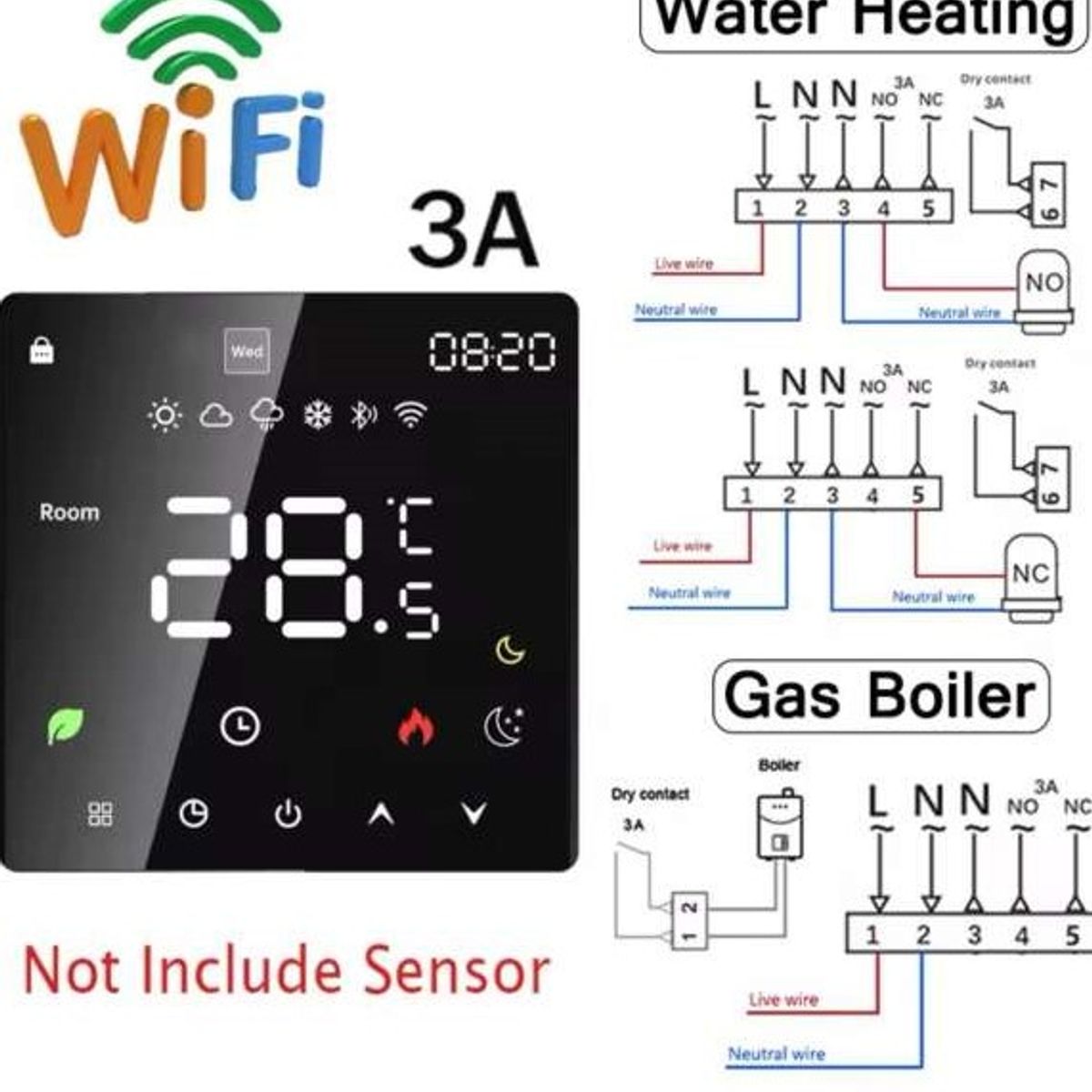 GENERICO - Termostato wifi para caldera a gas y losa radiante