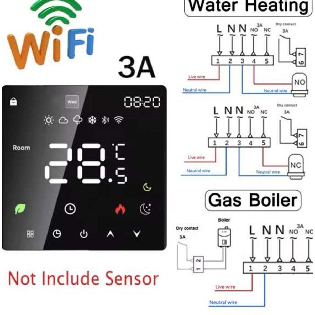 GENERICO - Termostato wifi para caldera a gas y losa radiante