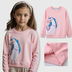 JUMP KIDS - Polerón Cuello Redondo Niña Rosado Unicornio