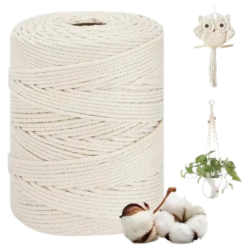 GENERICO - Cordón Macramé Peinado 3mm 300 Metros 1kg 100% Algodón Crudo