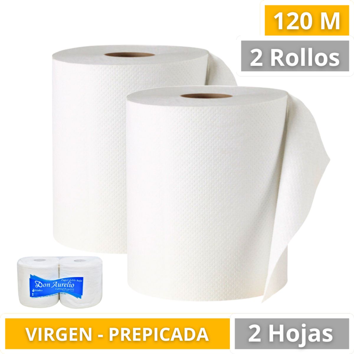 Toalla De Papel Doble Hoja Industrial Don Aurelio 240m Pack X2, marca GENERICO - Foto 2
