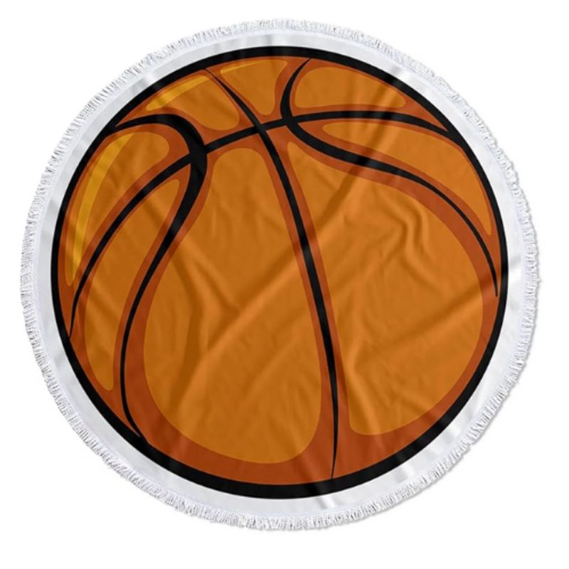 GENERICO - Toalla de playa redonda de pelota de baloncesto con flecos
