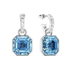 BLOOM CRYSTAL - Pendientes con Cristales Asscher Light Bañados en Rodio