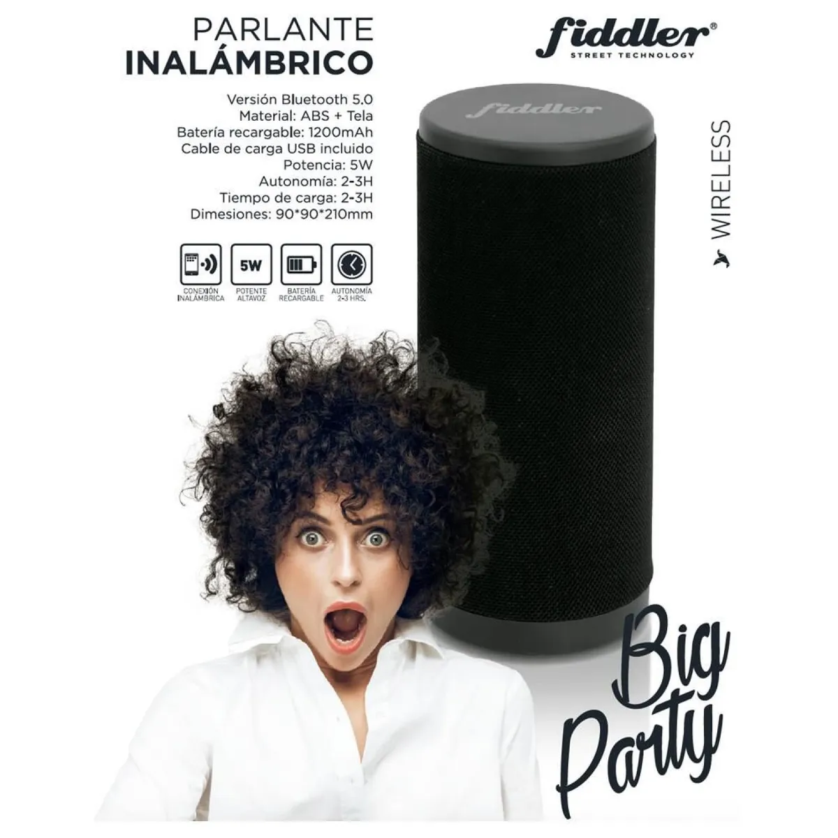 FIDDLER - Parlante Portátil Bt Big Party Fiddler FD3823 Negro