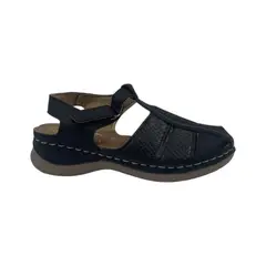 HERIEL - Sandalia Negra Baja Velcro