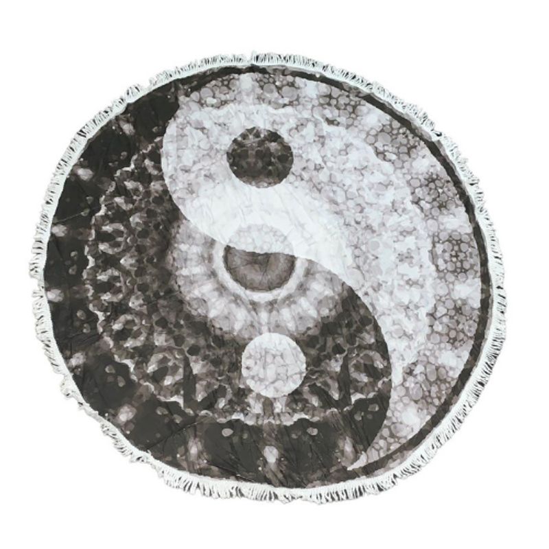 GENERICO - Toalla de playa redonda de yin y yang con flecos