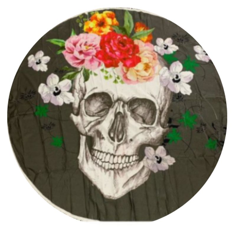 GENERICO - Toalla de playa redonda de calavera con flecos