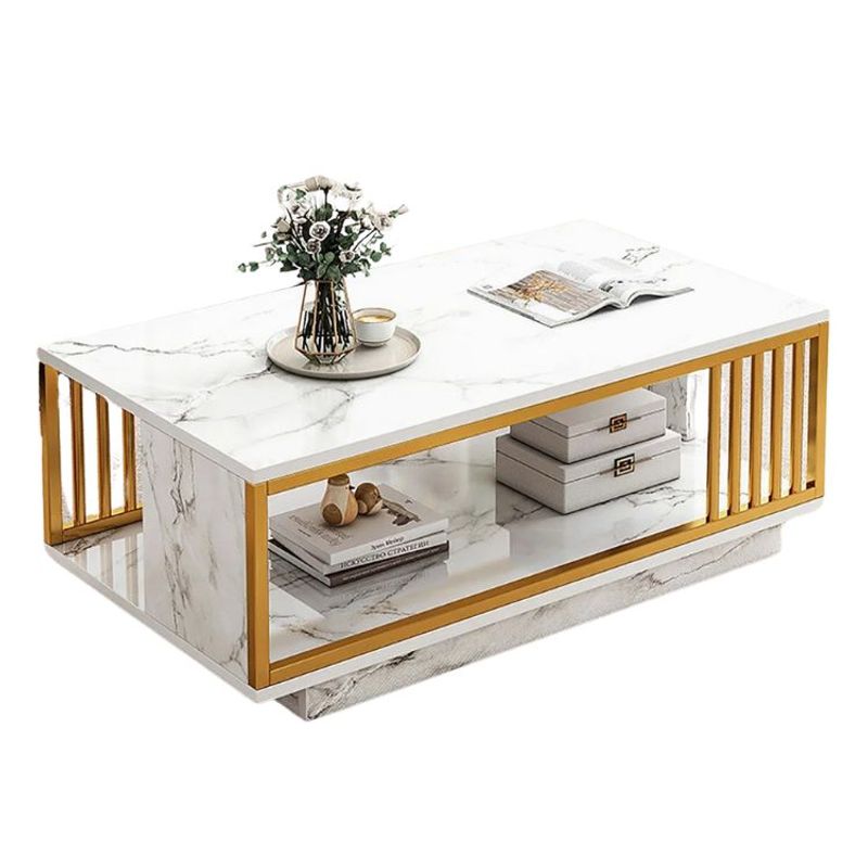 GENERICO - Mesa De Centro Rectangular 39,4" x19,7" x 5,7"  Mármol Blanco