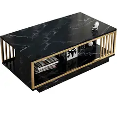 GENERICO - Mesa De Centro Rectangular 120 x 60 x 40 cm Mármol Negro