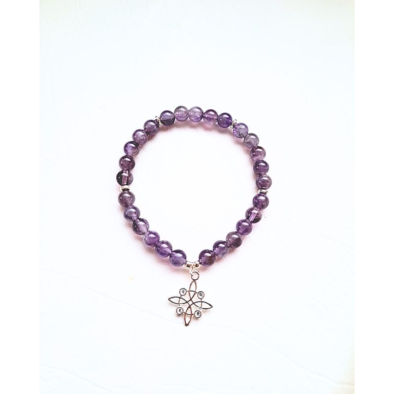 GENERICO - Pulsera Amatista Nudo de Bruja plata y circones