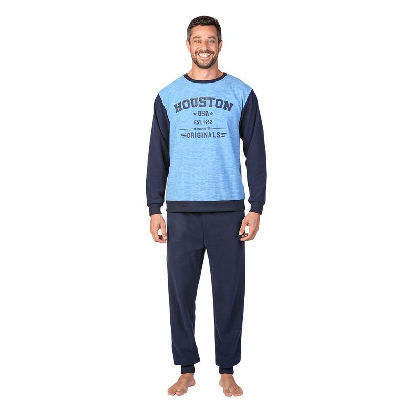 LADY GENNY - Pijama Micropolar Hombre Dos Tonos