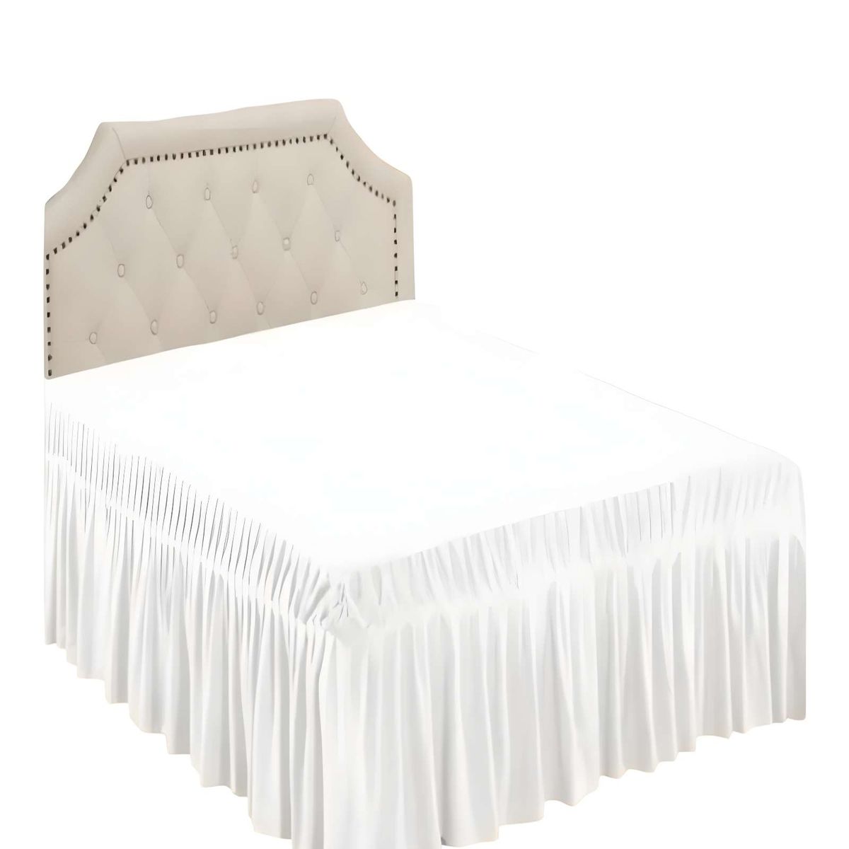 GENERICO - FALDON DE CAMA SIN FUNDA 2 PLAZAS BLANCO