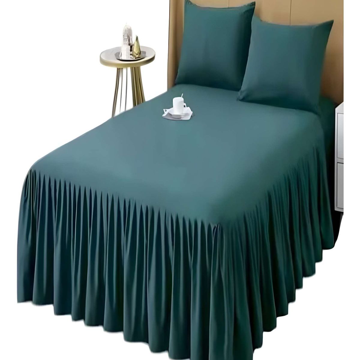 GENERICO - FALDON DE CAMA SIN FUNDA 2 PLAZAS VERDE