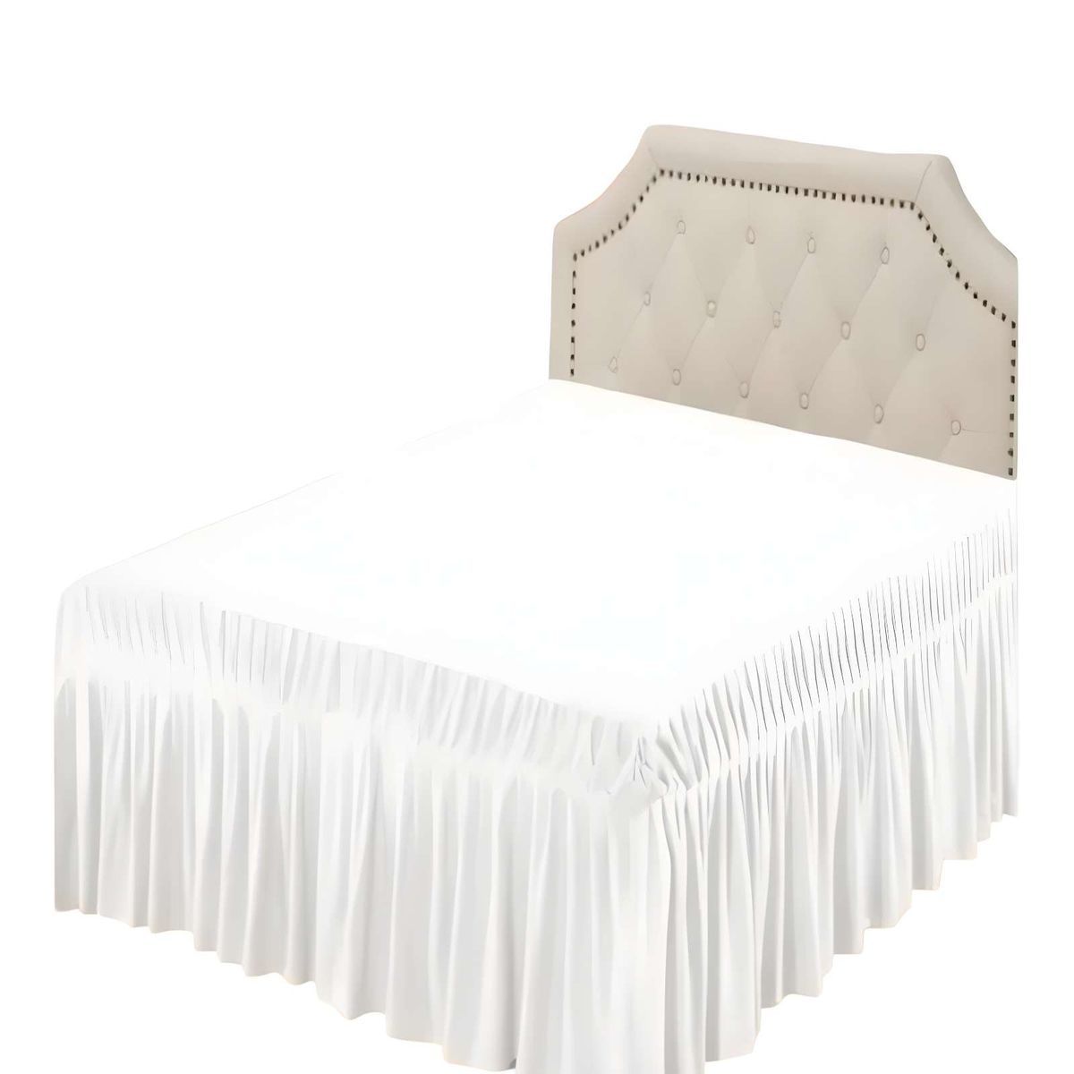 GENERICO - FALDON DE CAMA SIN FUNDA KING BLANCO.