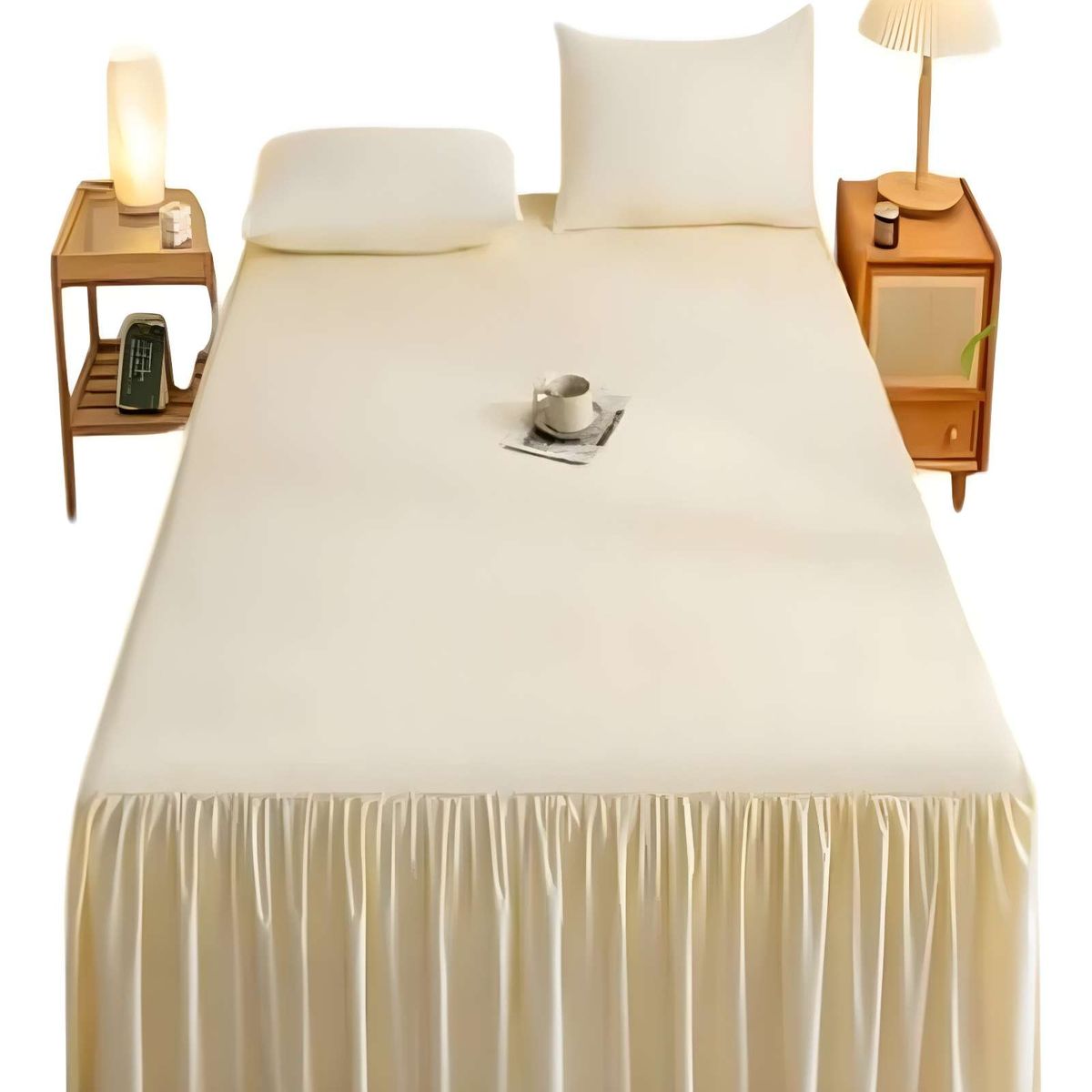 GENERICO - FALDON DE CAMA SIN FUNDA KING BEIGE.