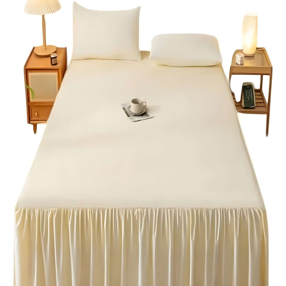 GENERICO - FALDON DE CAMA SIN FUNDA PLAZA Y MEDIA BEIGE