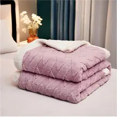 EL CASTILLO FRAZADAS - Frazada sherpa 1.5 plaza morado 150x200 liviana lana cordero