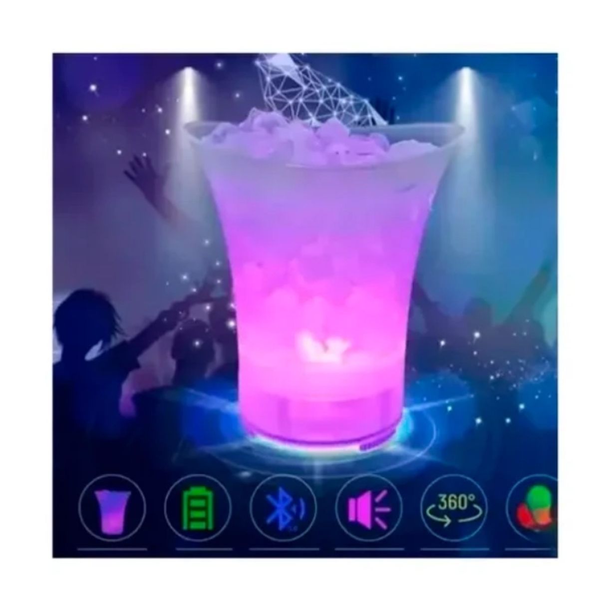 DEWINNER - Hielera Musical Cubetera Led Parlante Bluetooth