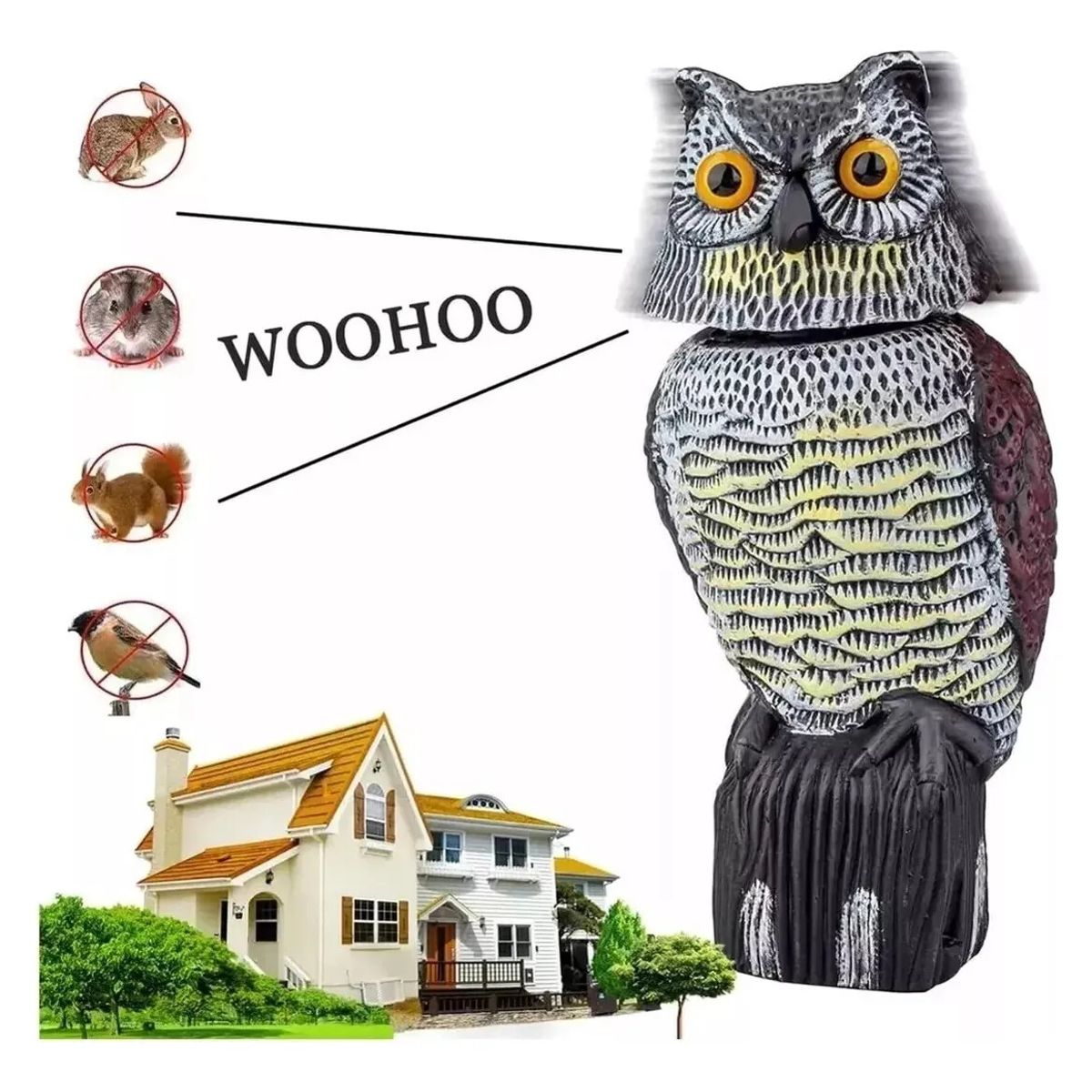 GENERICO - Buho Espanta Palomas Espanta Pajaros 15x16x37cm