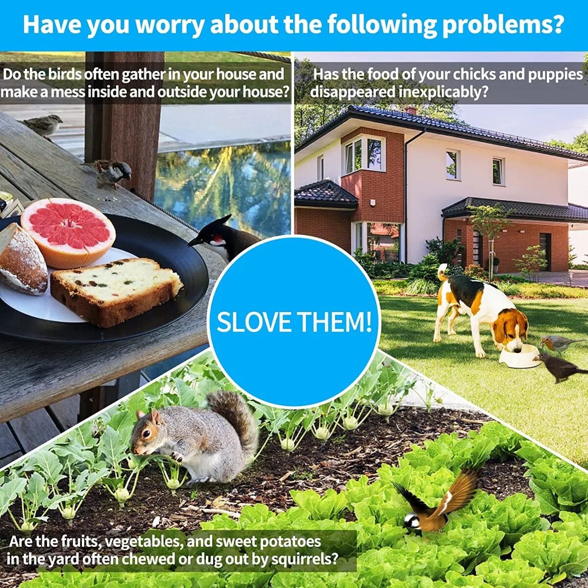 GENERICO - 360° Ahuyentador De Pajaros Buho Espanta Palomas