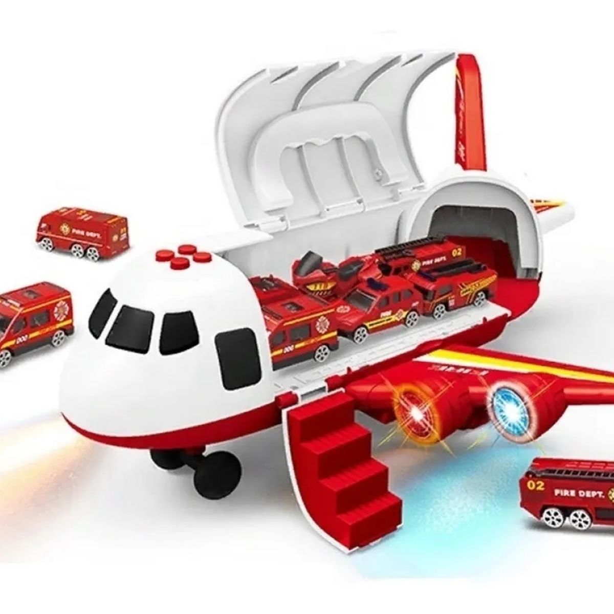 BESTOYS - Avion De Rescate Bombero Mas 3 Autos Luces Y Sonidos