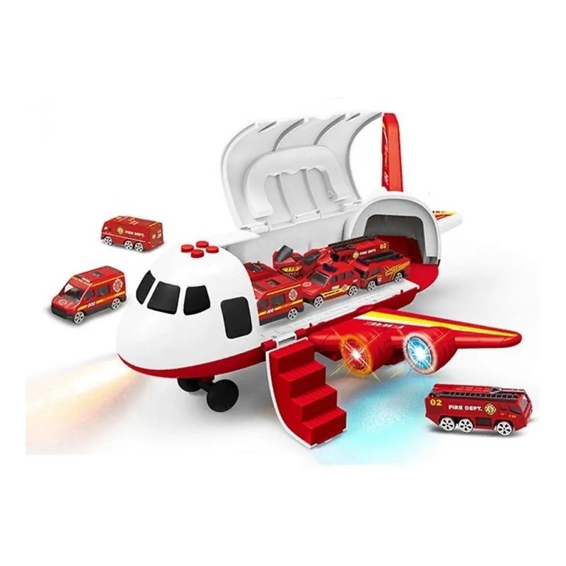BESTOYS - Avion De Rescate Bombero Mas 3 Autos Luces Y Sonidos