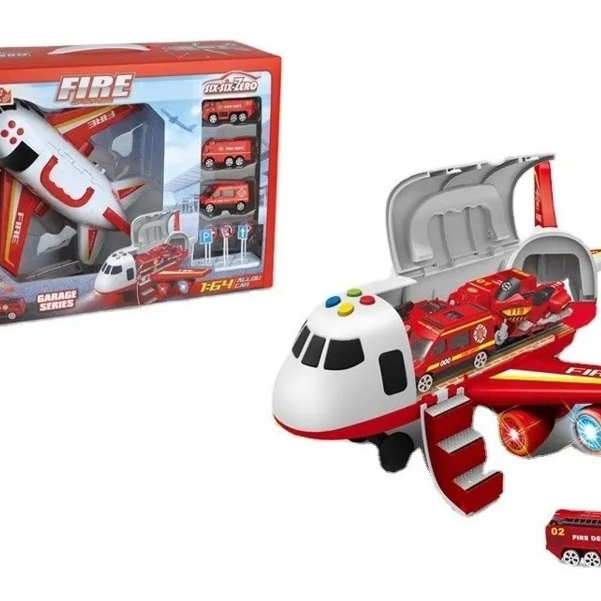BESTOYS - Avion De Rescate Bombero Mas 3 Autos Luces Y Sonidos